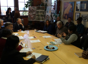 WA Gov Jay Inslee meeting with community leaders  at Climate Tour stop at Centro de la Raza in Seattle.